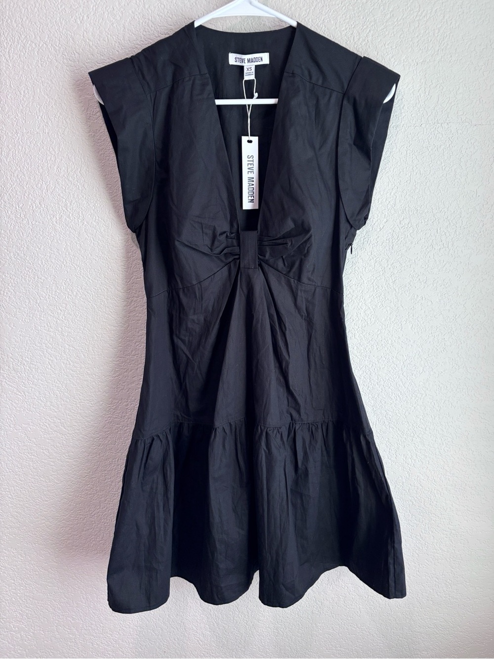 NWT Steve Madden Amanda Cotton Poplin Mini Dress Black Women’s Size XS